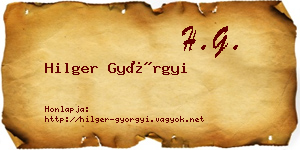 Hilger Györgyi névjegykártya